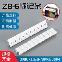 ZB-6 white marker strip wiring end subtable accessories ID strip print digital number UK2 5 UK5N label