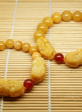 鸿运当头黄玉双貔貅情侣手链