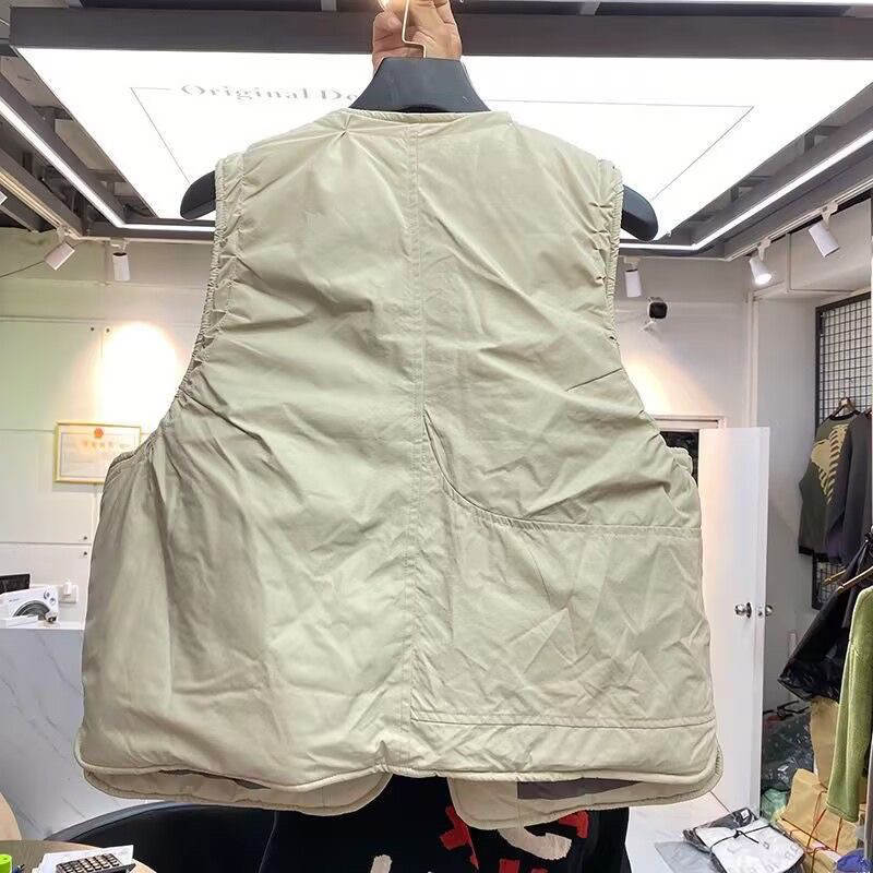 ins欧美外塔宽松加厚男女同款2024冬季魔术贴可调节短款棉服马甲,淘宝优惠券,粉丝福利购,淘宝优惠卷