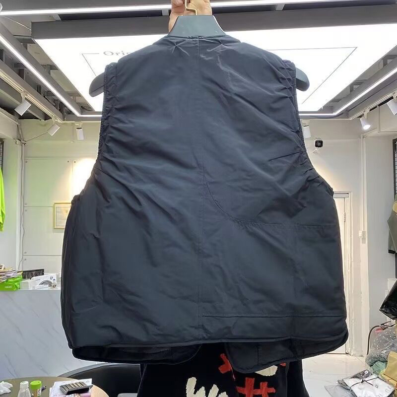 ins欧美外塔宽松加厚男女同款2024冬季魔术贴可调节短款棉服马甲,淘宝优惠券,粉丝福利购,淘宝优惠卷