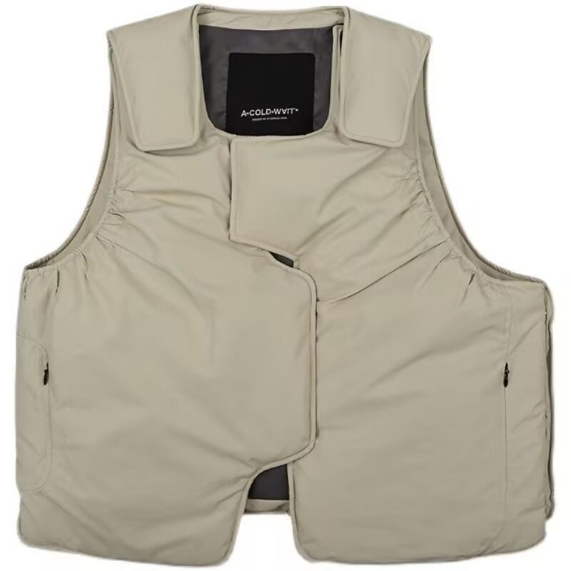 ins欧美外塔宽松加厚男女同款2024冬季魔术贴可调节短款棉服马甲,淘宝优惠券,粉丝福利购,淘宝优惠卷