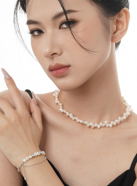 韩国时尚S925纯银巴洛克珍珠手链