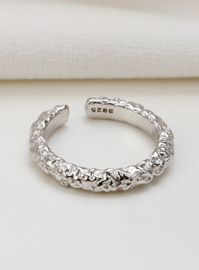 韩系简约纯银ins风小众锡纸指环