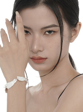 欧美原创S925纯银银色树叶手链