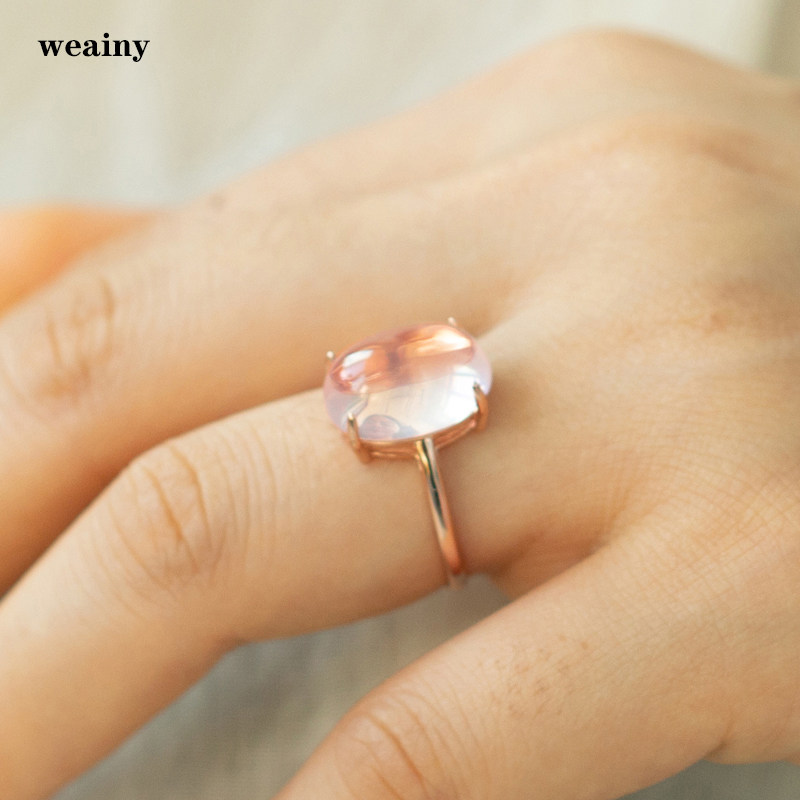 Feng Chuan Hua Xin Natural Hibiscus Stone Silver Ring