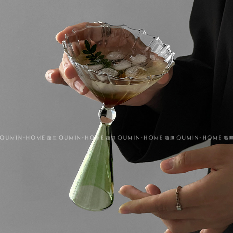 创意甜品玻璃杯饮料杯贝壳纹杯小众高脚布丁冰淇淋雪糕杯鸡尾酒杯,淘宝优惠券,粉丝福利购,淘宝优惠卷