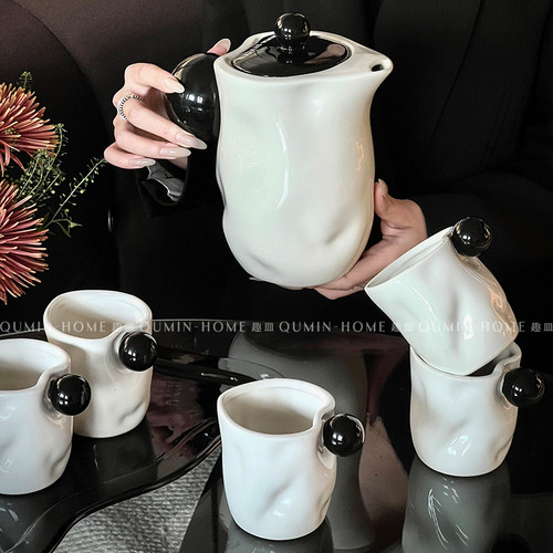趣皿中古风陶瓷水具套装家用客厅茶几茶壶水杯套装轻奢高级感礼盒 - 图2