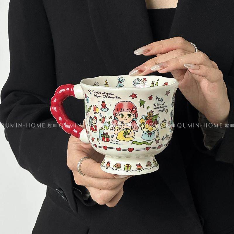 趣皿圣诞公主马克杯可爱带盖勺陶瓷杯送女生礼物伴手礼咖啡杯水杯,淘宝优惠券,粉丝福利购,淘宝优惠卷