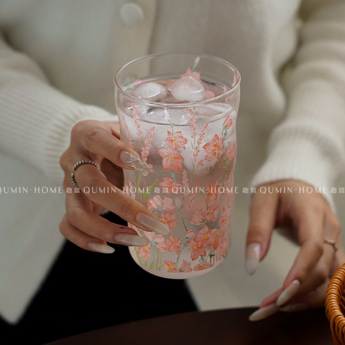 趣皿ins风高颜值玻璃杯高级感水杯茶杯轻奢果汁杯冷饮杯咖啡杯子 - 图2