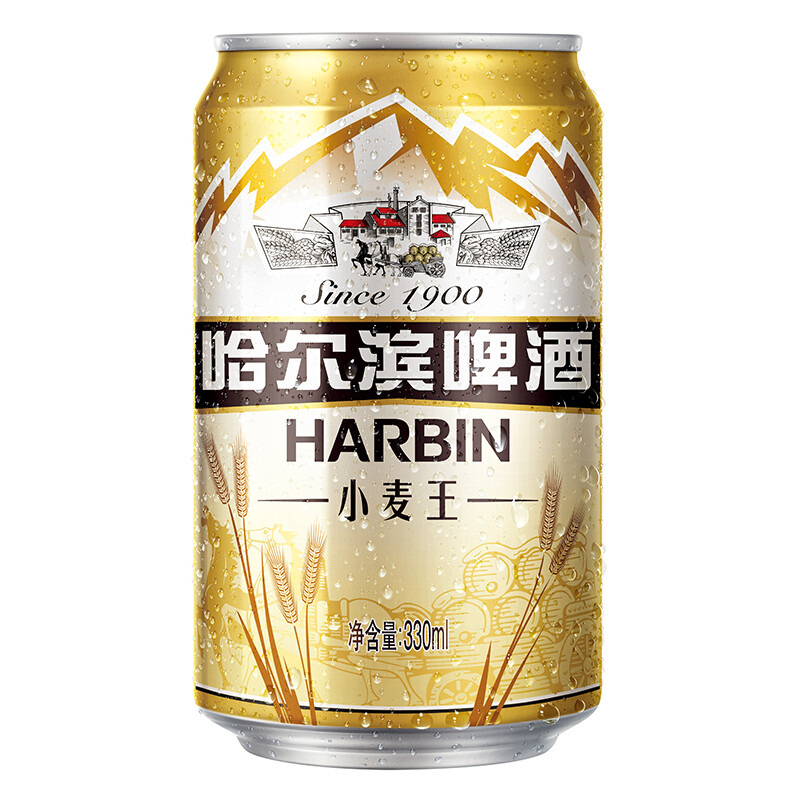 哈尔滨小麦王330ml*24听整箱啤酒馥郁麦香口感劲爽2件包邮 - 图3