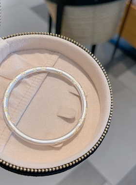 足银999招财猫描金纯银手镯正品女实心闭口银镯子民族风生日礼物