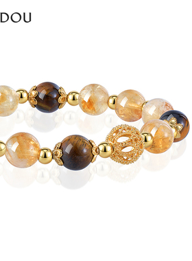 AJIDOU阿吉豆手链女款时尚水晶虎眼石国风串珠饰品