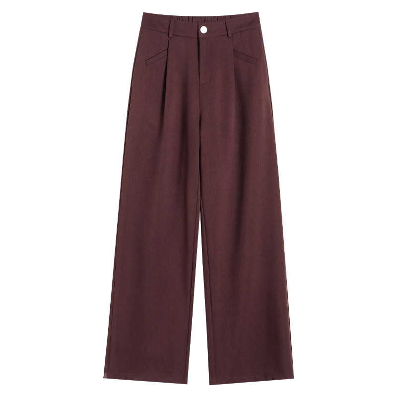 卡其色阔腿西装裤女2025新款秋冬高腰垂感小个子毛呢直筒休闲长裤,淘宝优惠券,粉丝福利购,淘宝优惠卷