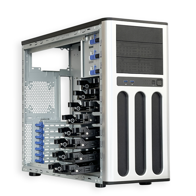 华硕T30塔式服务器电脑机箱多个硬盘位工作站存储 EATX双路主板-图2