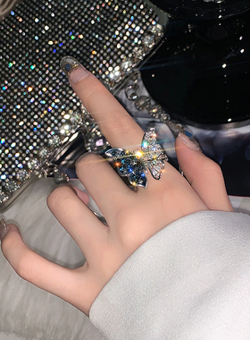 轻奢蝴蝶开口可调节ins潮风戒指