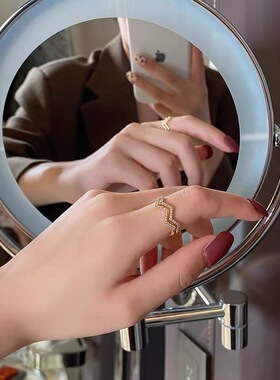 ins戒指镶钻折线女小众气质网红