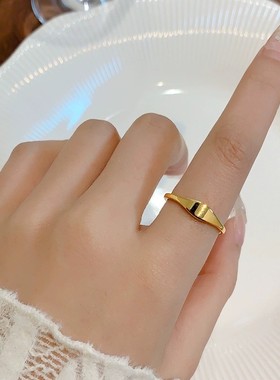 小金食指戒指女小众设计18k金装饰时尚个性高级感钛钢不掉色2024