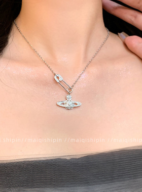 土星别针星球钻石项链女