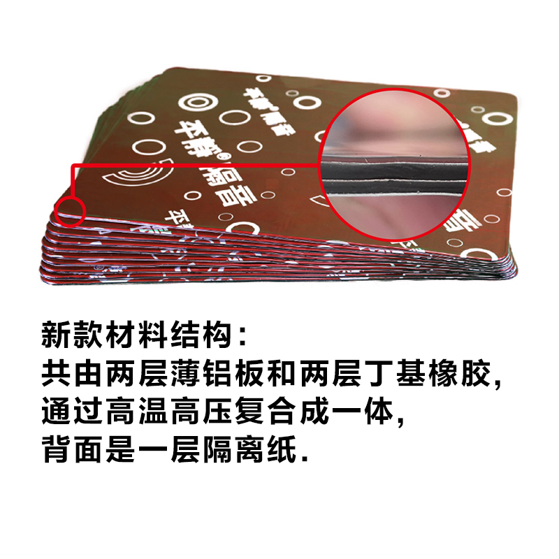 平静汽车隔音材料 第二代阻尼隔声止振板丁基橡胶止震垫 双层铝板 - 图1