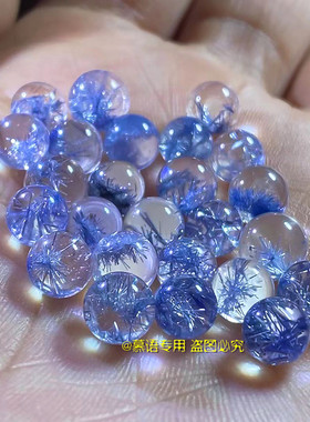 diy天然蓝发晶无孔戒指镶嵌散珠