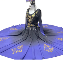 23 new Uyghur dance dress practice dress Grand skirt hem ethnic costumes Xinjiang dance to perform the art exam