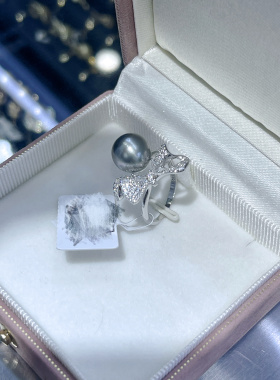 大溪地海水蝴蝶结戒指女2025新爆款气质公主风百搭个性复古高级感