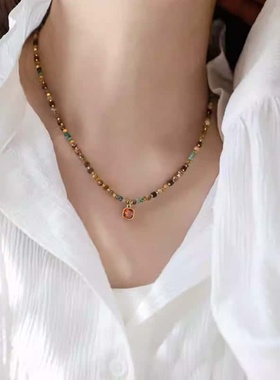 复古小众高级红色方糖吊坠