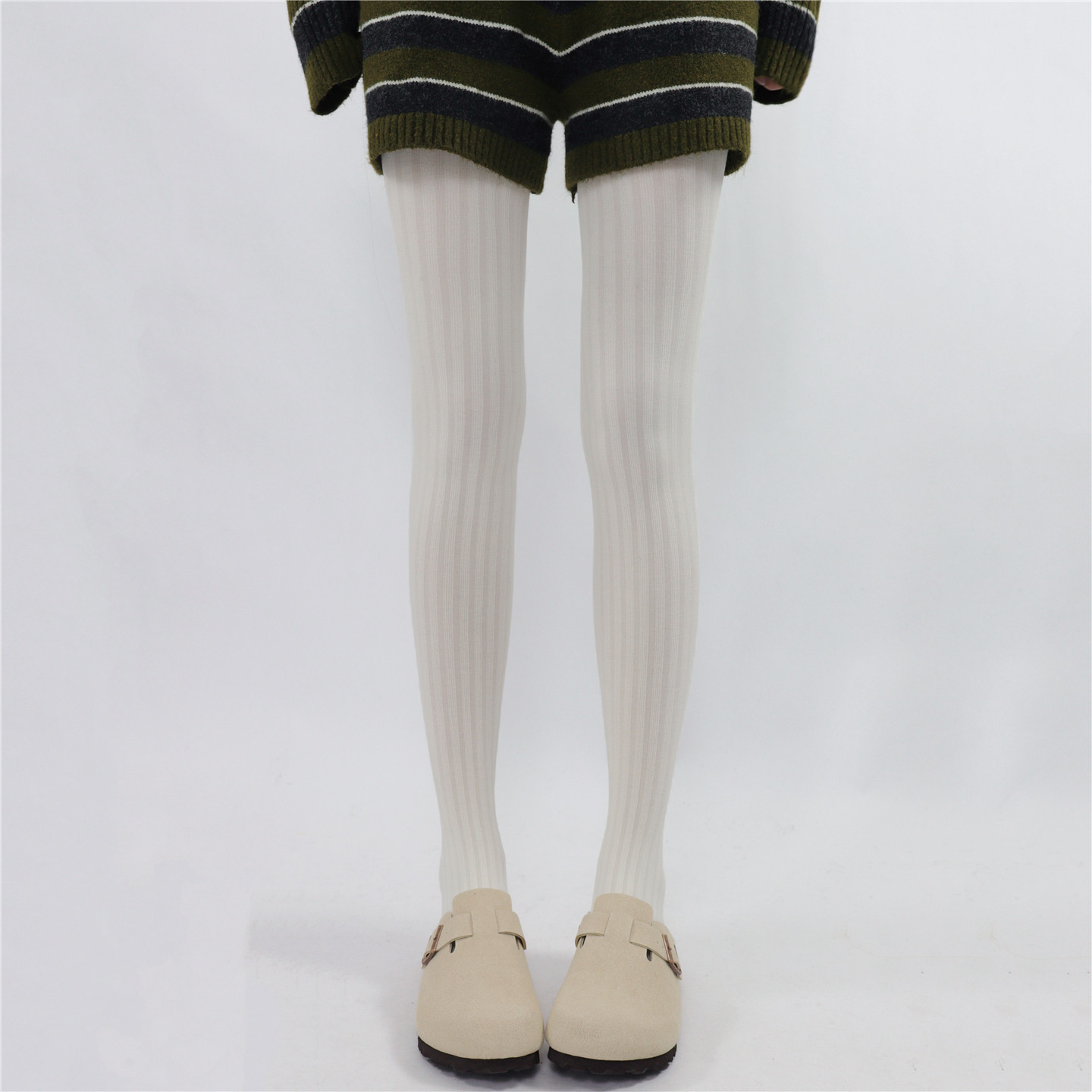 AYTofilms宽条纯欲竖纹奶白春秋连裤袜显瘦打底袜微透肉百搭裤袜,淘宝优惠券,粉丝福利购,淘宝优惠卷