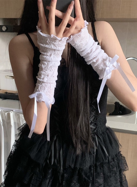 洛丽塔少女蕾丝飘带蝴蝶结袖套