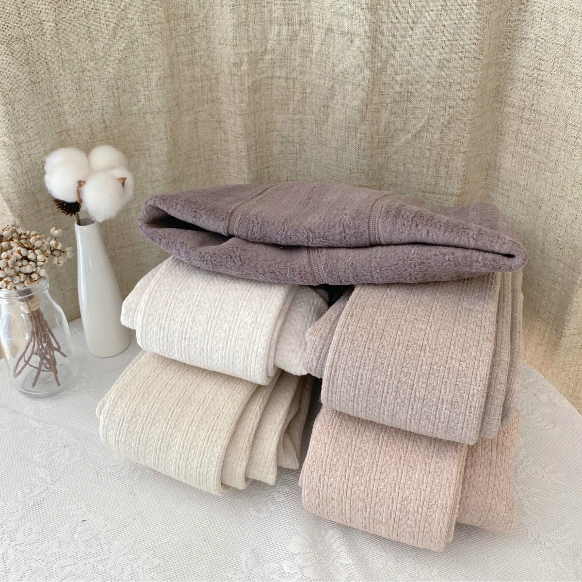 AY To films秋冬加绒加厚2000D麻花文艺咖色打底袜显瘦米色连裤袜 - 图2