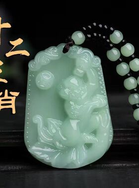 爆款仿玉石生肖吊坠原创设计竹节链气质时尚项链个性服饰配件