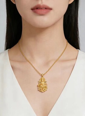 爆款仿金中国风龙牌观音佛头挂件平安扣吊坠男女项链