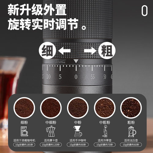 外调节手摇磨豆机钢芯七星家用咖啡研磨器户外便携咖啡研磨机跨境 - 图1