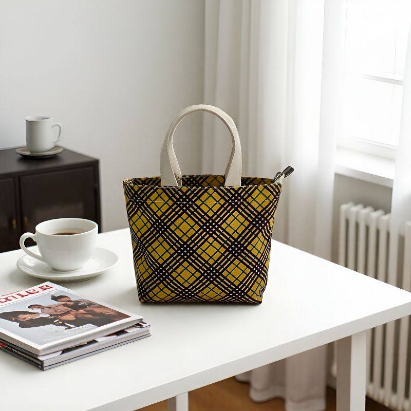 帆布包韩版简约格子迷你手提袋休闲上班手拎包外出托特包轻便布袋,淘宝优惠券,粉丝福利购,淘宝优惠卷