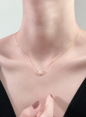 纯银小众设计雪花法式轻奢毛衣链