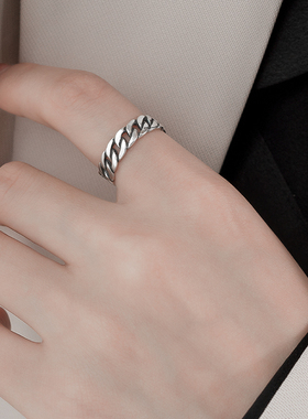 高级感ins个性纯银开口戒指链条