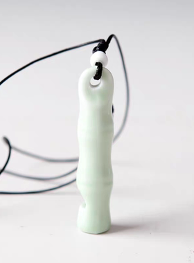 中国风手工口哨项链 骨哨小吊坠 陶瓷竹节口哨毛衣链项链吊坠