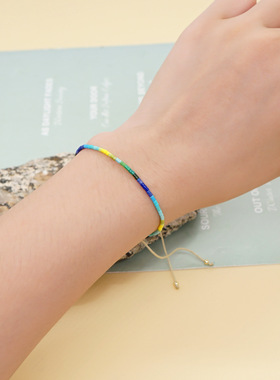 子木。波西米亚风日本御幸珠手工串珠超细小手串个性可调节小手链