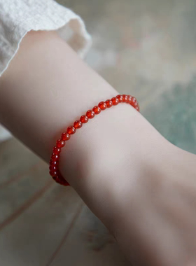 金店同款 红玛瑙手链女转运珠玛瑙手串男女情侣款送妈妈礼物