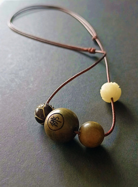 绿檀木珠莲花锁骨链项链女森系