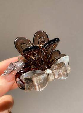 韩系温柔兔耳朵蝴蝶结鲨鱼夹女抓夹后脑勺盘发简约百搭显质感发饰