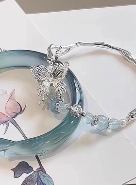 新中式清冷蓝冰狐狸手镯复古古风个性气质ins设计百搭平安手链