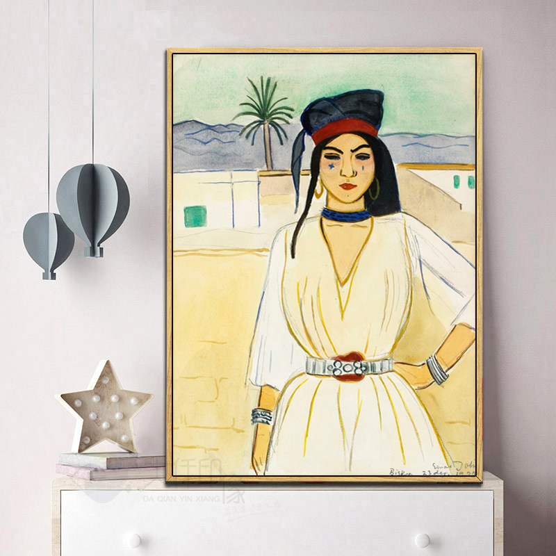 纳尔乔林戴帽少女 现代画小众人物人像抽象画挂画餐厅油画装饰画