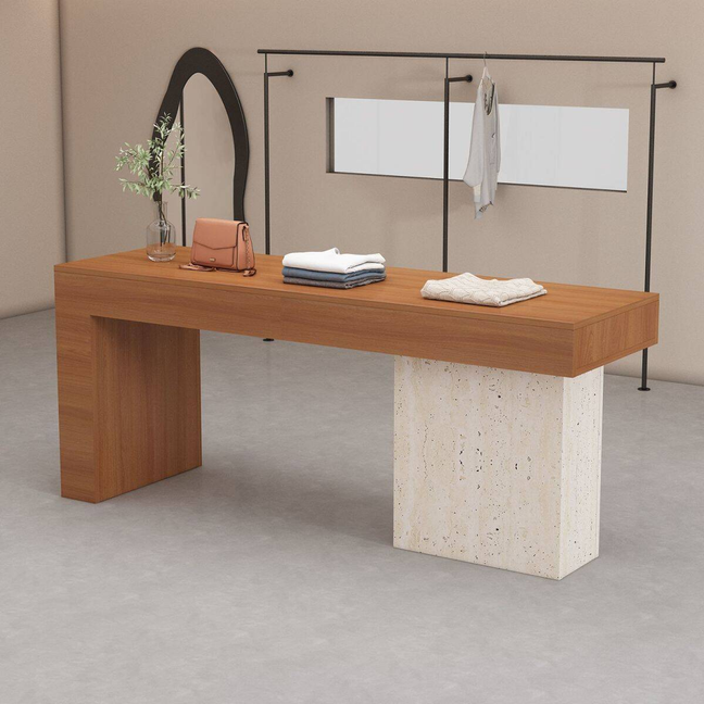 服装店中岛桌女装店铺中间流水台简约现代洞石纹展示桌鞋包中岛台,淘宝优惠券,粉丝福利购,淘宝优惠卷