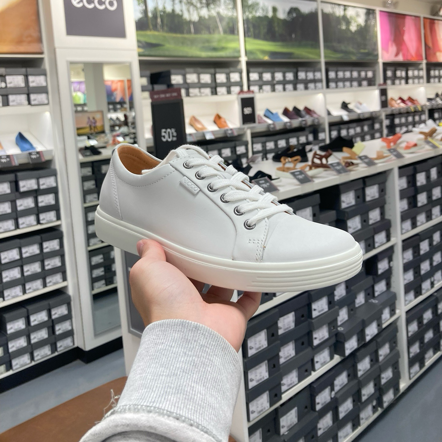 ECCO爱步女鞋经典舒适百搭防滑耐磨板鞋真皮小白鞋218653柔酷7 - 图0