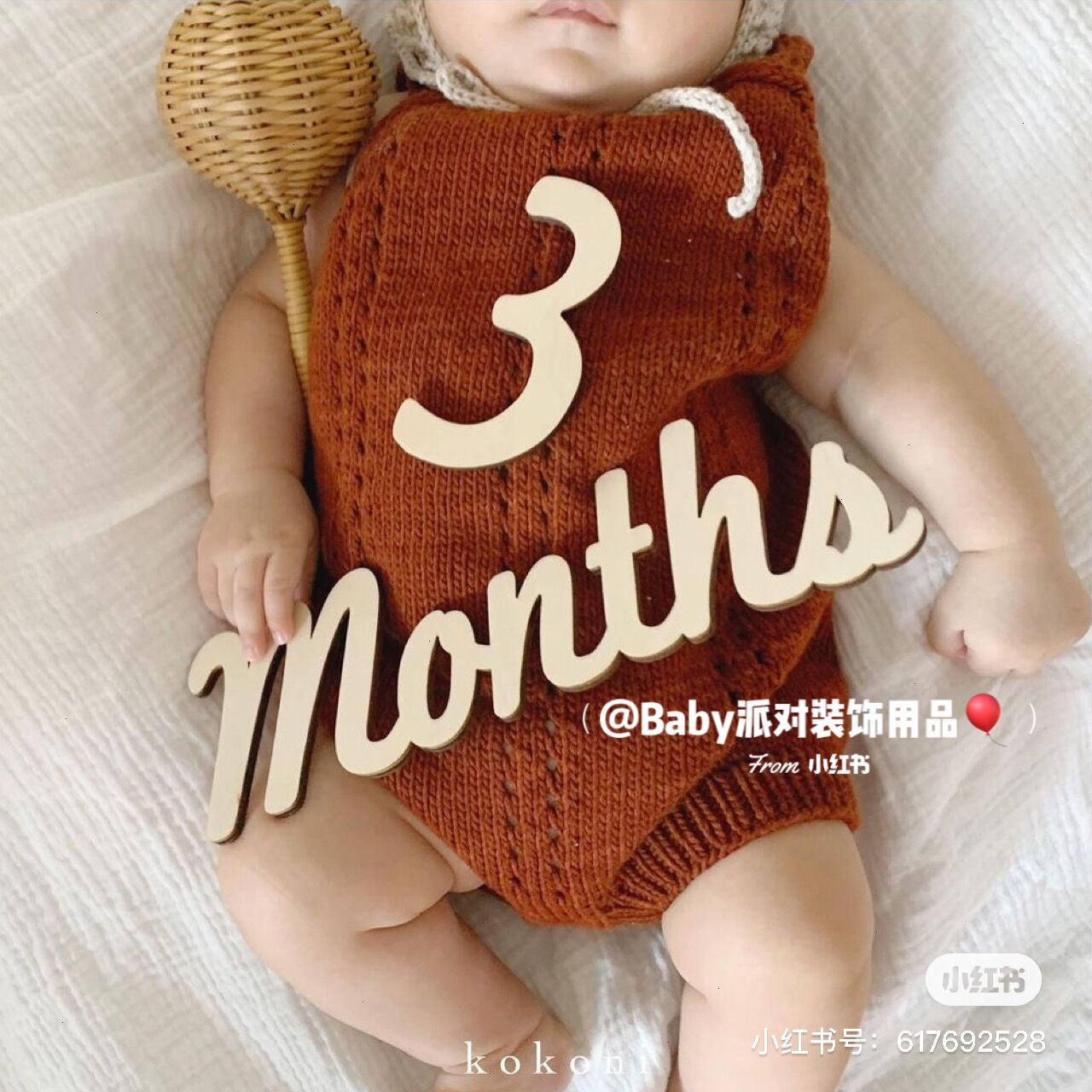 months days英文月份百天满月周岁拍照木质道具宝宝成长日式ins风 - 图0