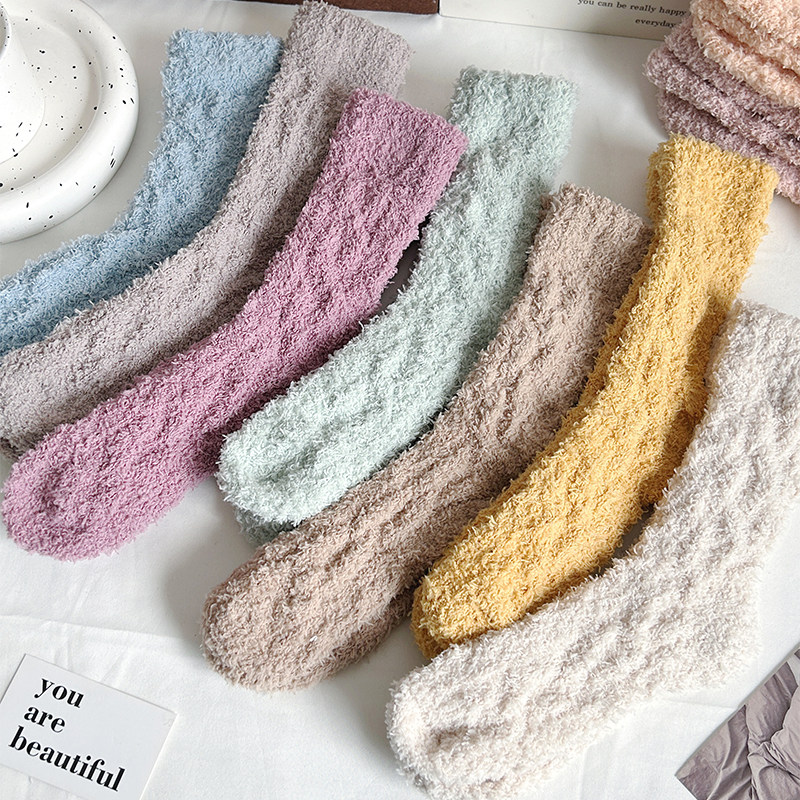 可爱毛巾袜子女款加厚珊瑚绒冬季居家保暖睡觉睡眠袜毛茸茸袜子,淘宝优惠券,粉丝福利购,淘宝优惠卷