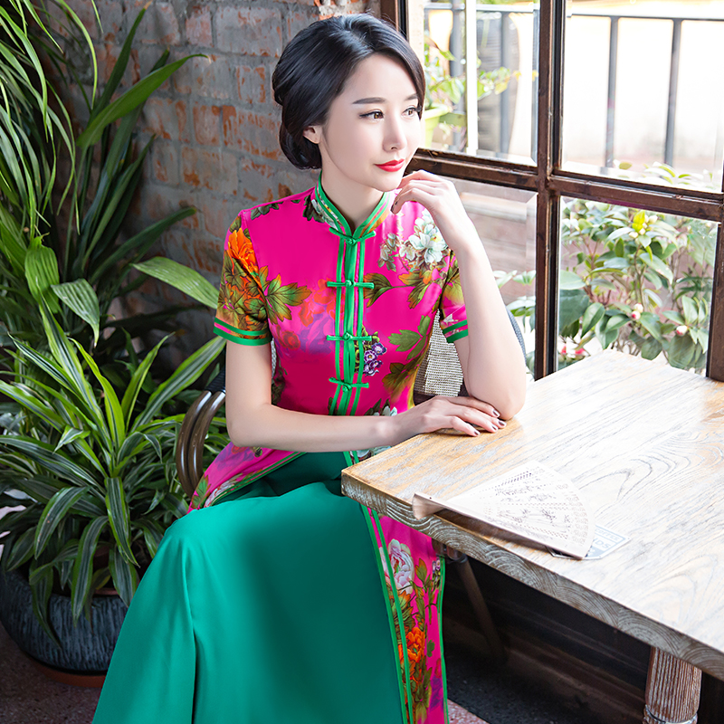 越南奥黛旗袍春2025年新款女改良中国风日常可穿正宗两件套连衣裙-图1