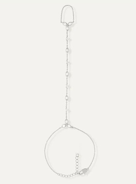 水滴形连指手链简约设计感水钻手链宴会百搭配饰品