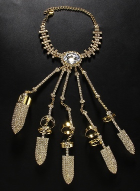 BLINGBLING水钻银色闪亮戴甲一体爪子造型手链COSPLAY